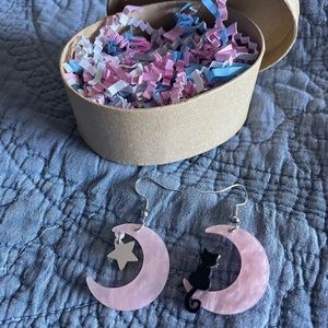 Handmade earrings cat and star discounted shipping